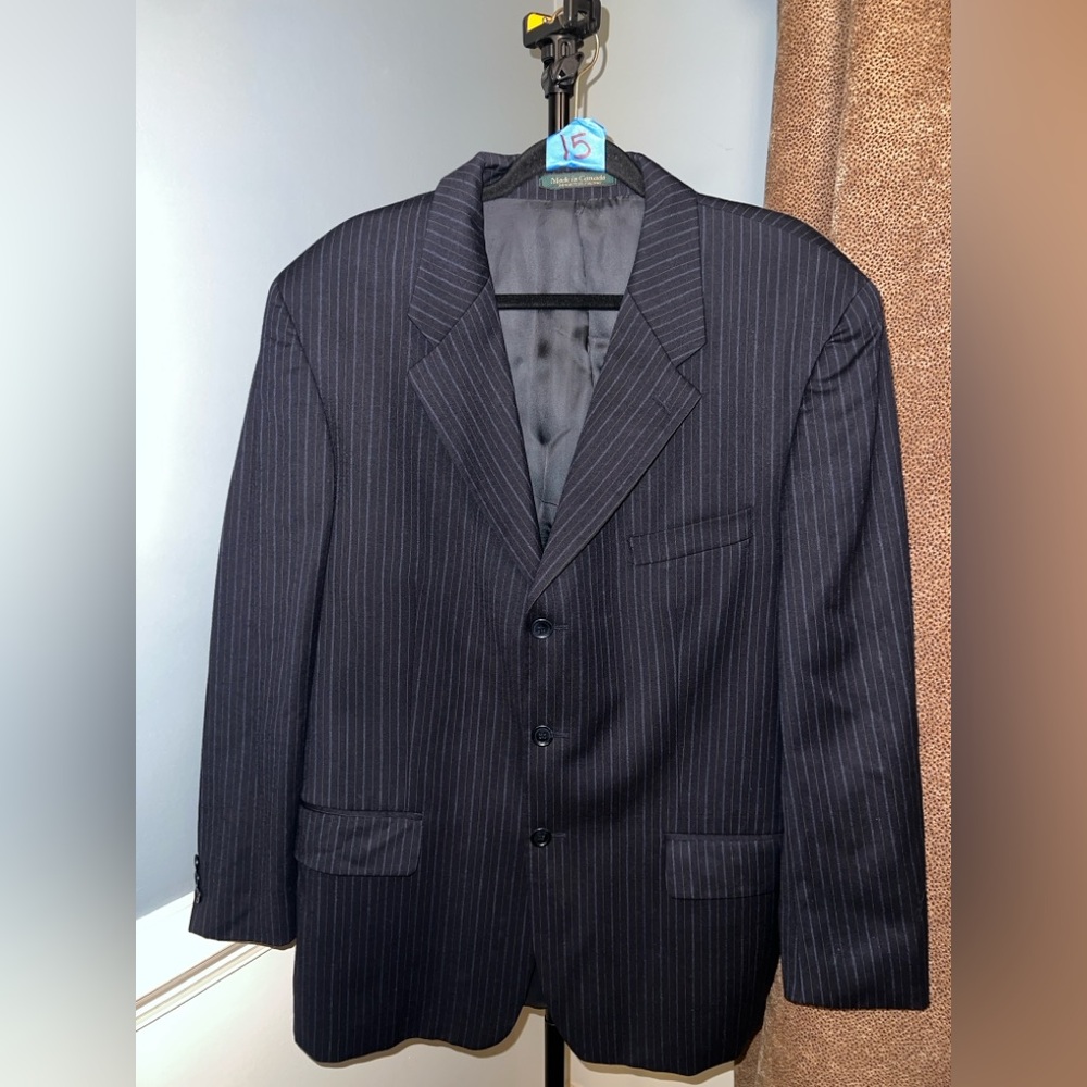 Men's Pinstripe Suit Jacket - Black Pinstripe